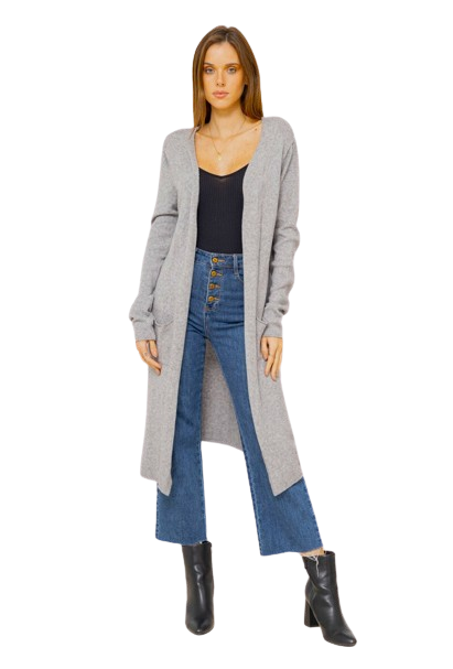 Longline fine knit cardigan clearance